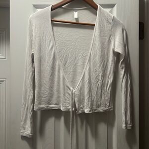 White American Apparel Open Front Tie Shirt - Ribbed - Size Small